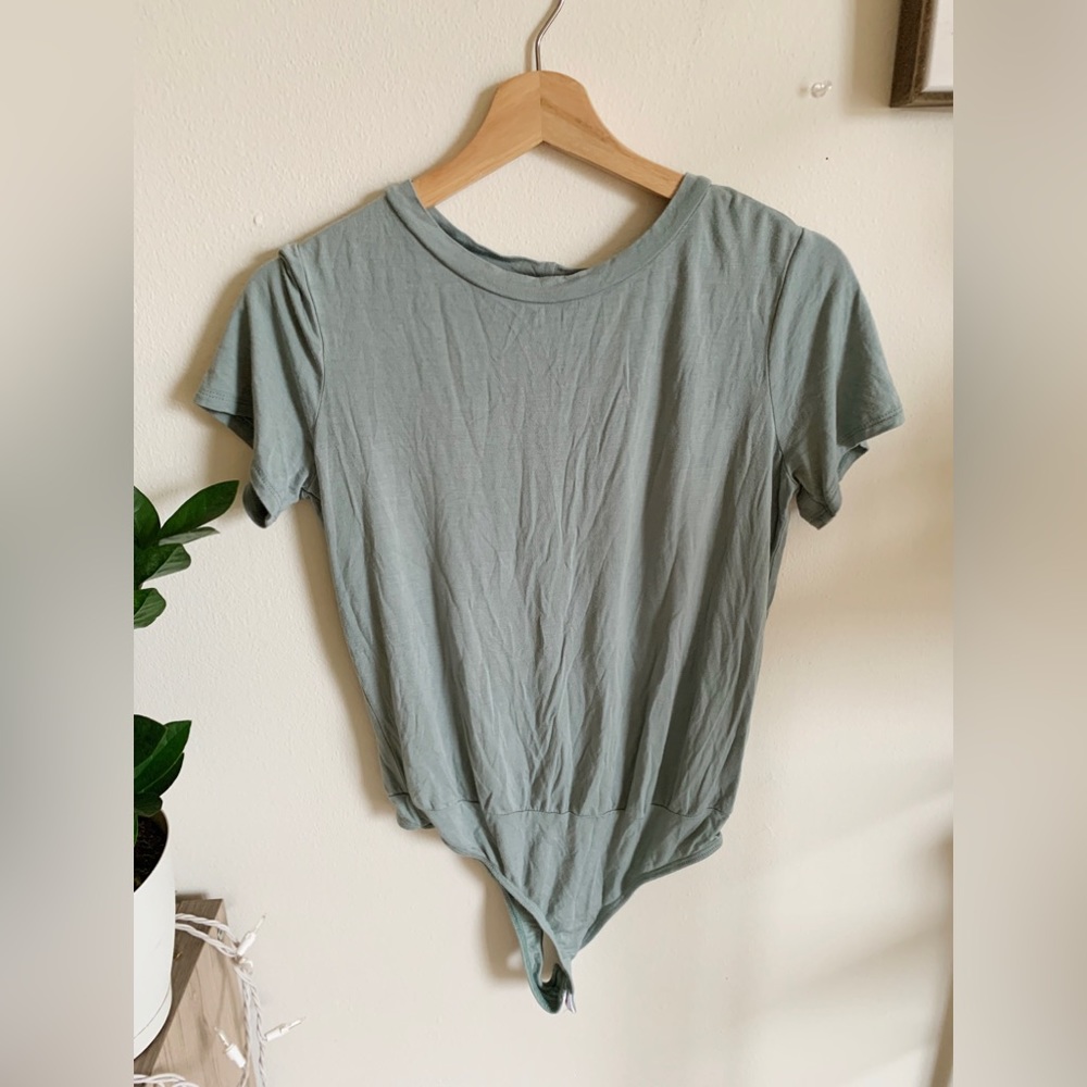 Lulus short sleeved slate blue bodysuit